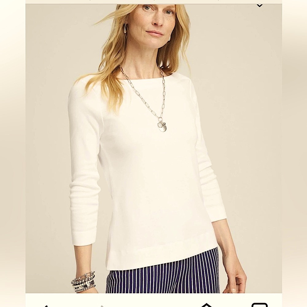 CHICOS NEW BOAT NECK 3/4 SLEEVE KNIT TOP SIZE 3